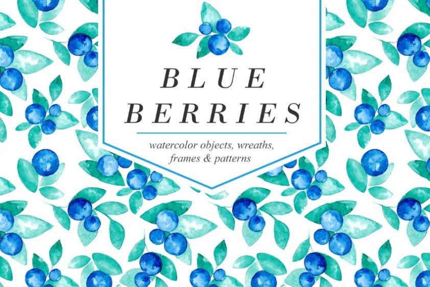 Watercolor Blueberry Pattern Design