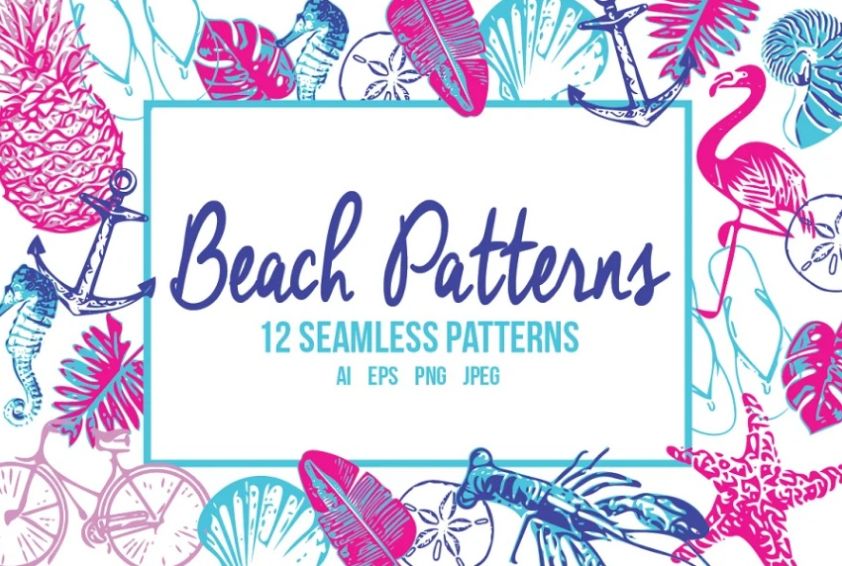Watercolor Seamless Beach patterns