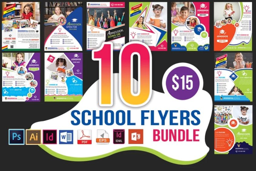 10 Unique School Flyer Templates Bundle