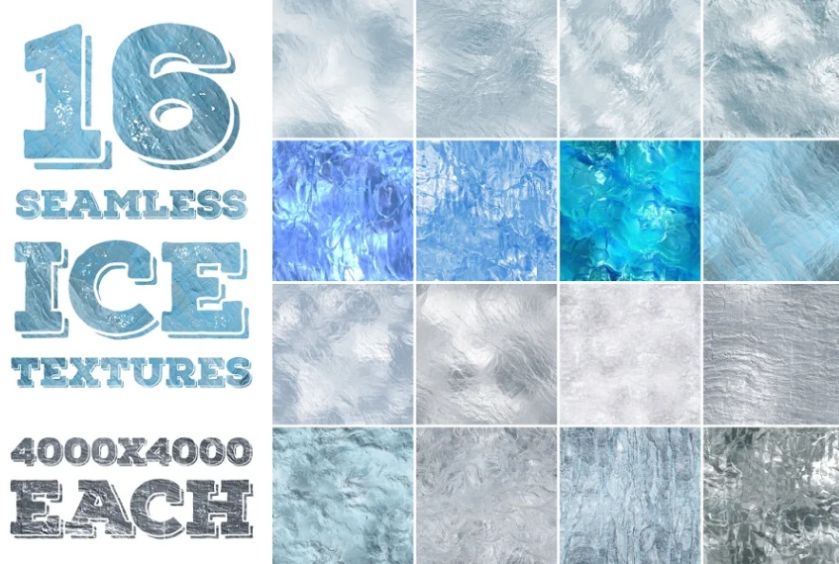 16 Seamless Ice Textures Pack