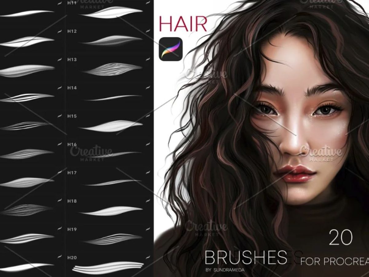 15+ Hair Brushes ABR Procreate FREE Download - Graphic Cloud