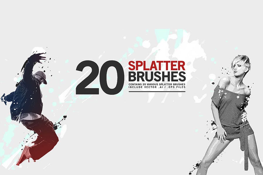 20 Unique Splatter Brushes Set