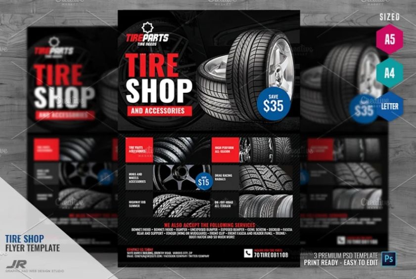 A4 and A5 Tire Shop Flyers