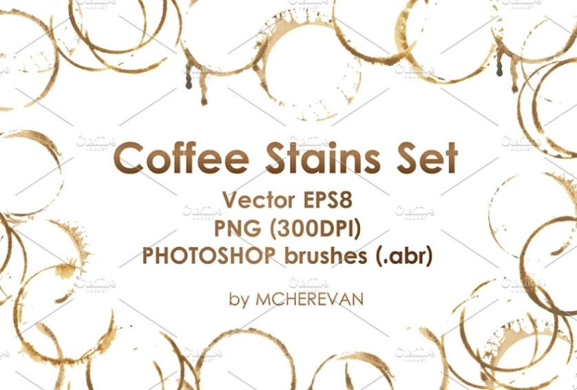 Coffee Stain Cliparts and Brushes Set