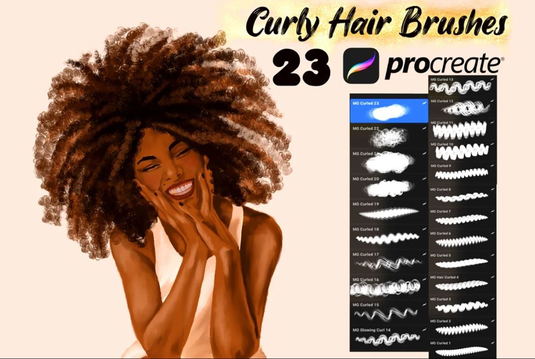 Curly Hair Procreate Brush Set