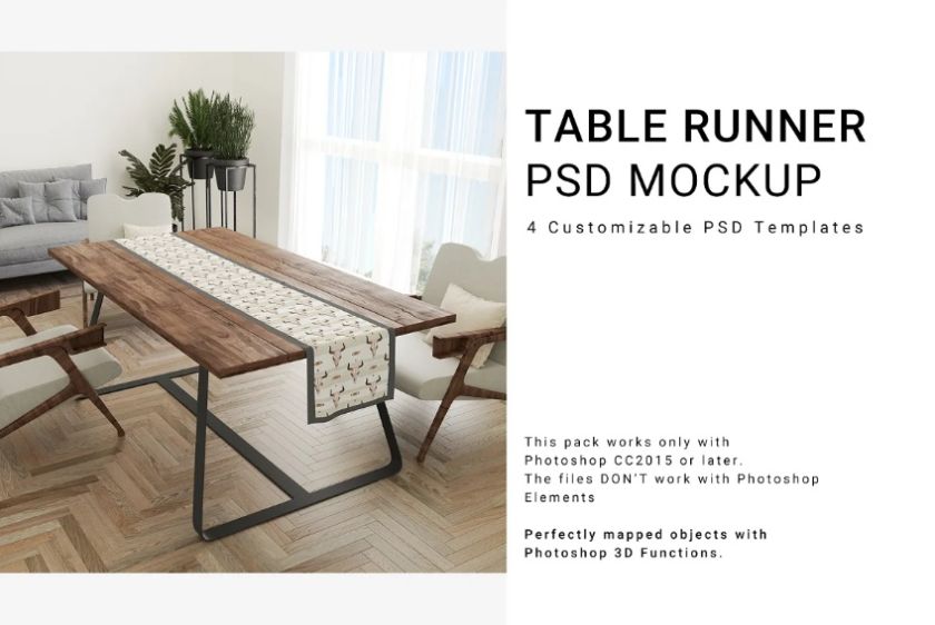 Customizable Table Runner Mockup