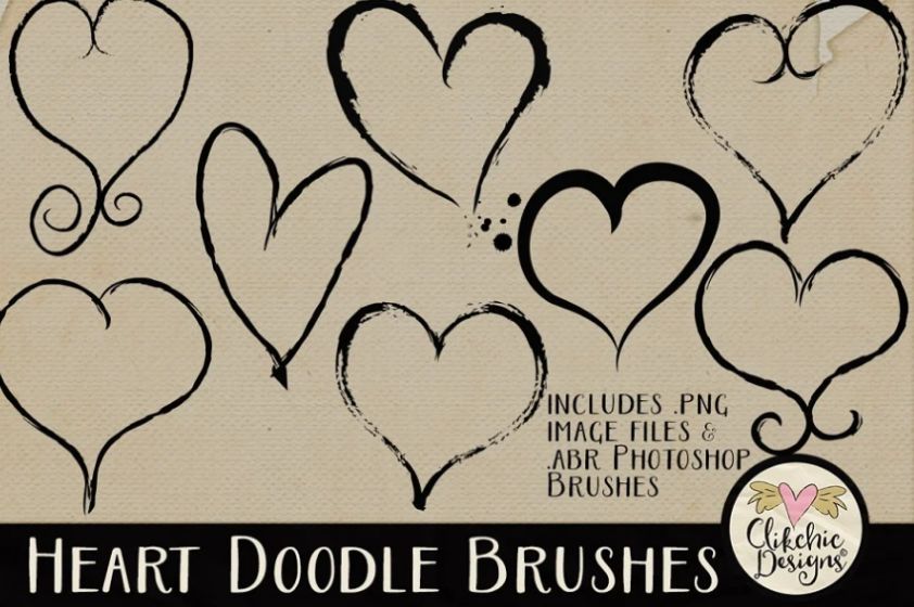 Doodle Hearts Brushes Set