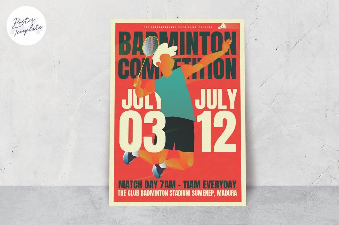 Editable Badminton Poster Design