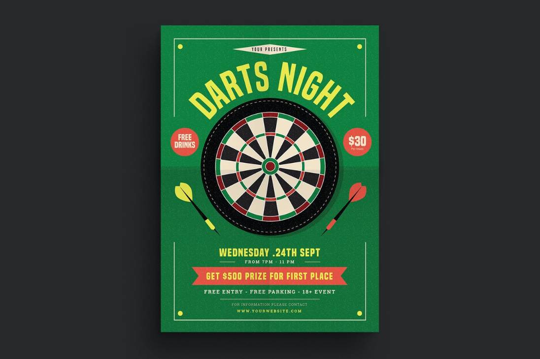 Editable Darts Night Flyer Template