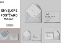 Postcard and Envelope Mockup PSD
