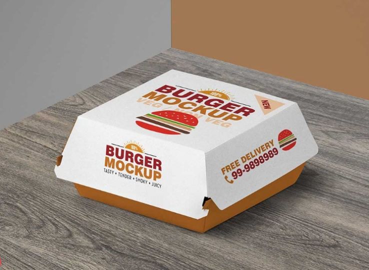 Free Burger Box Packaging Mockup