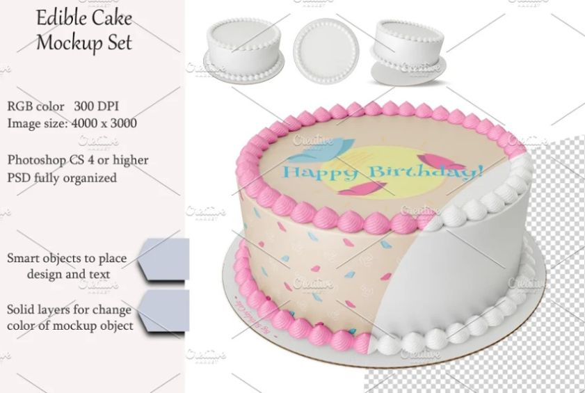 Realistic Cake Topper Presentation PSD