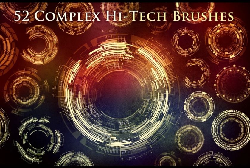 Futuristic Hi Tech Brushes Set
