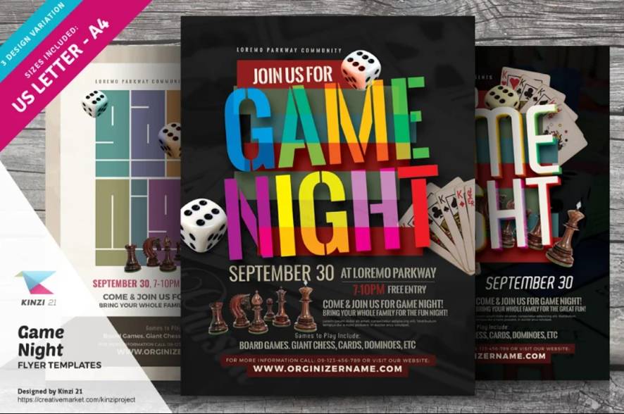Game Night Promotional Flyers