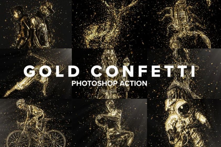 gold confetti photoshop action free download