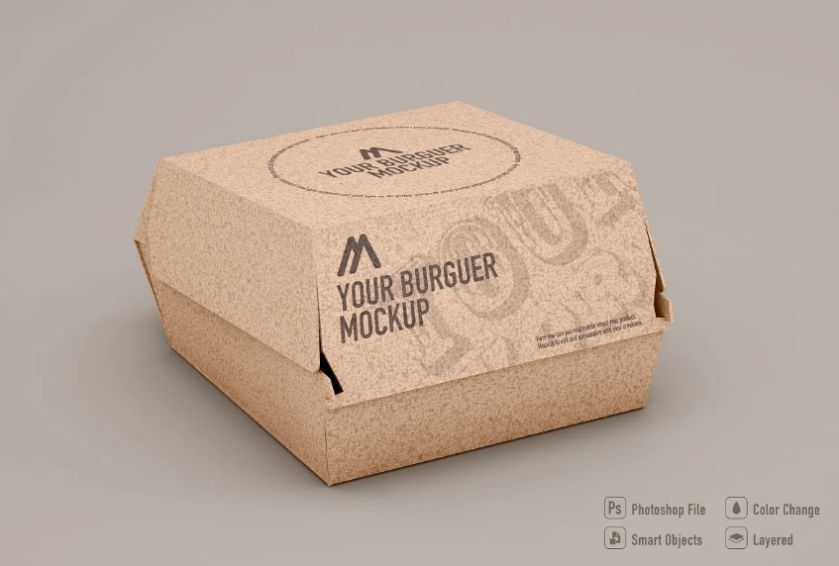 Isolated Burger Box Mockup