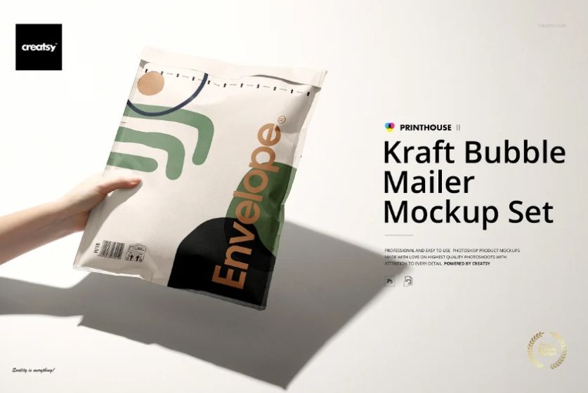 Kraft Bubble Mailer Bag Mockup