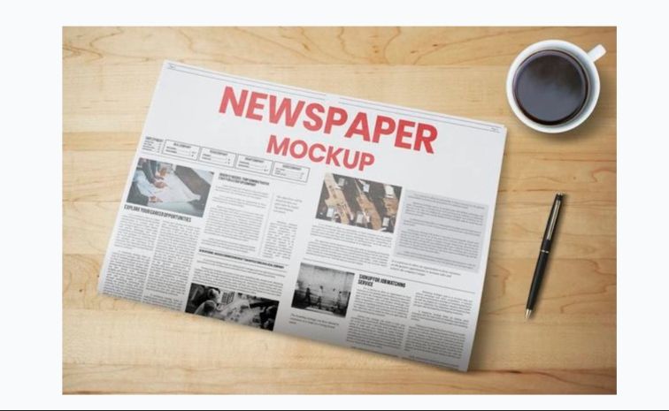 Newspaper Table Mockup PSD