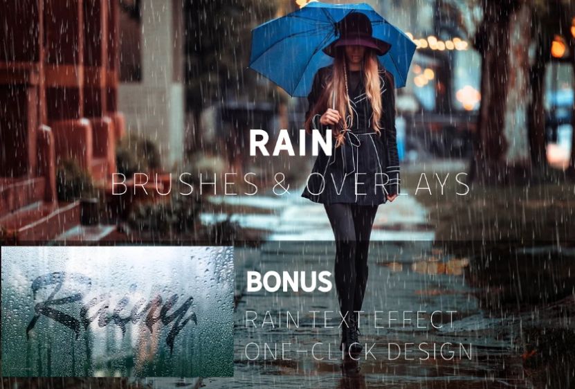 Realistic Rain Brushes and Overlays