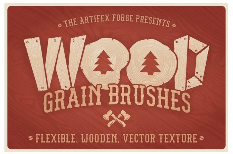 Realistic Wood Grain Vector Brushes