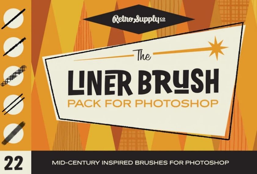 Retro Liner Photoshop Brushes Pack