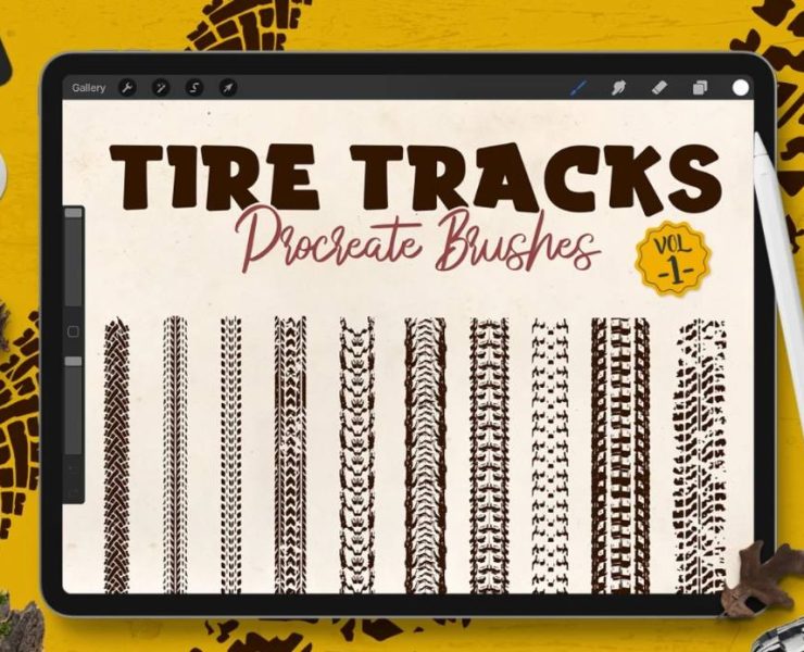 15+ Tire Track Brushes ABR Procreate Free Download