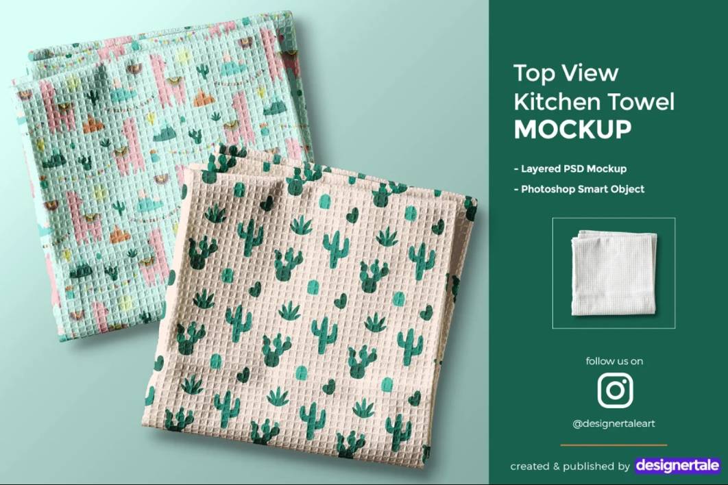 Top View Kitchen Towel Design Mockup
