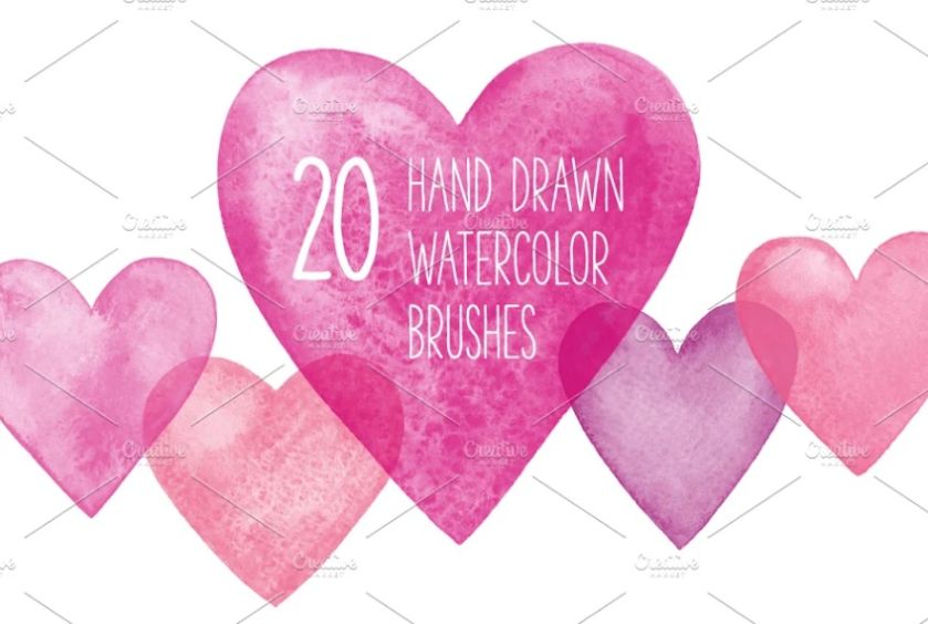 Watercolor Hand Drawn Heart PS Brushes