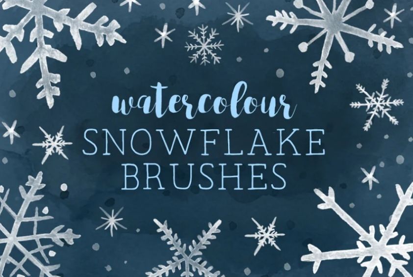Watercolor Snowflake Brushes Set