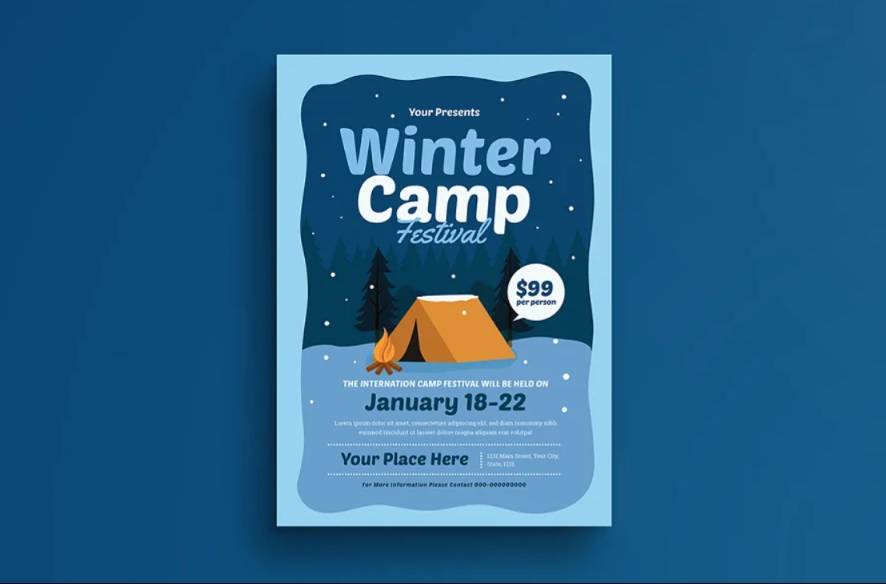 Winter Camp Festival Flyer Template