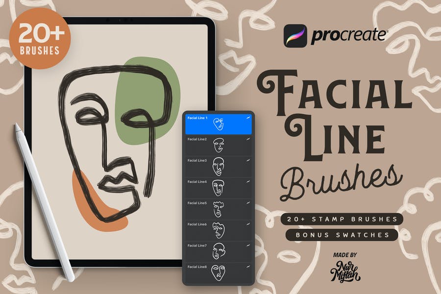 facial Lines Procreate Brushes