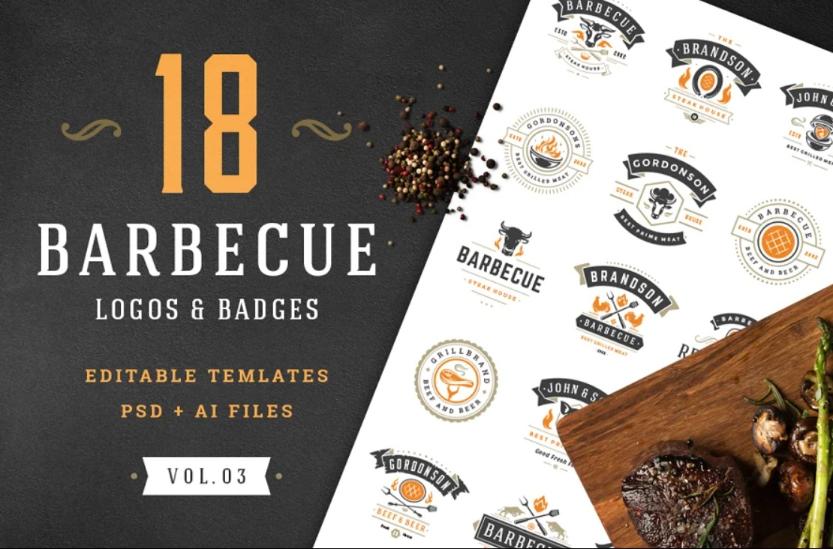 18 Barbecue Logo and Badges Set
