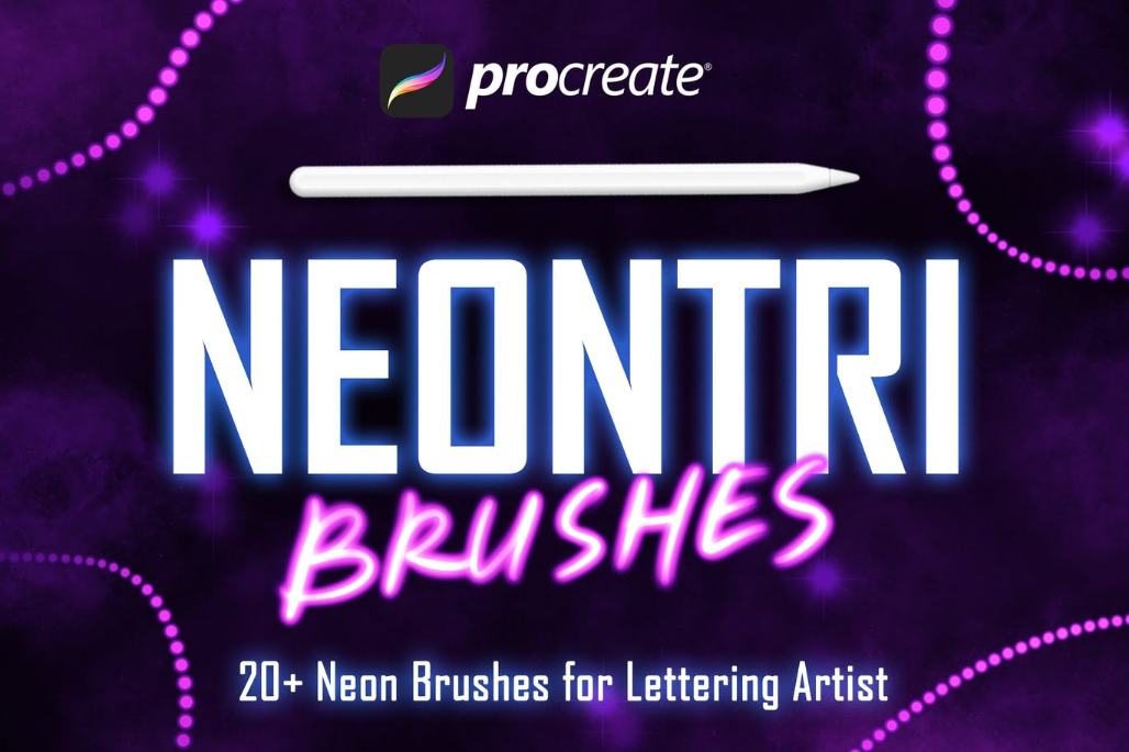 20 Neon Style Procreate Brushes