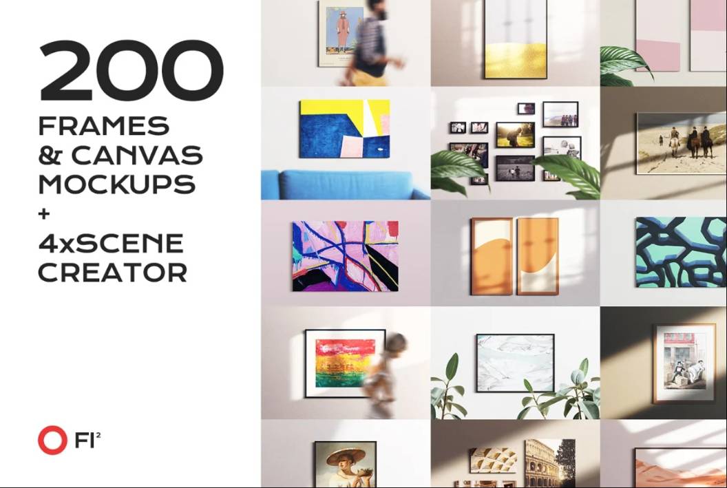 200 Frames and Canvas Mockups Set