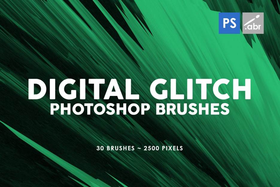 30 Digital Glitch Brush set