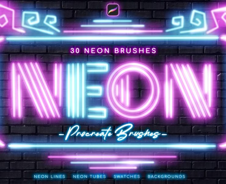 15+ Neon Brushes ABR Photoshop Procreate Download