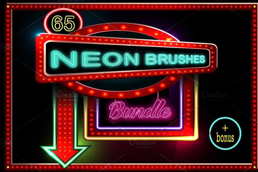 65 Neon Brushes Bundle