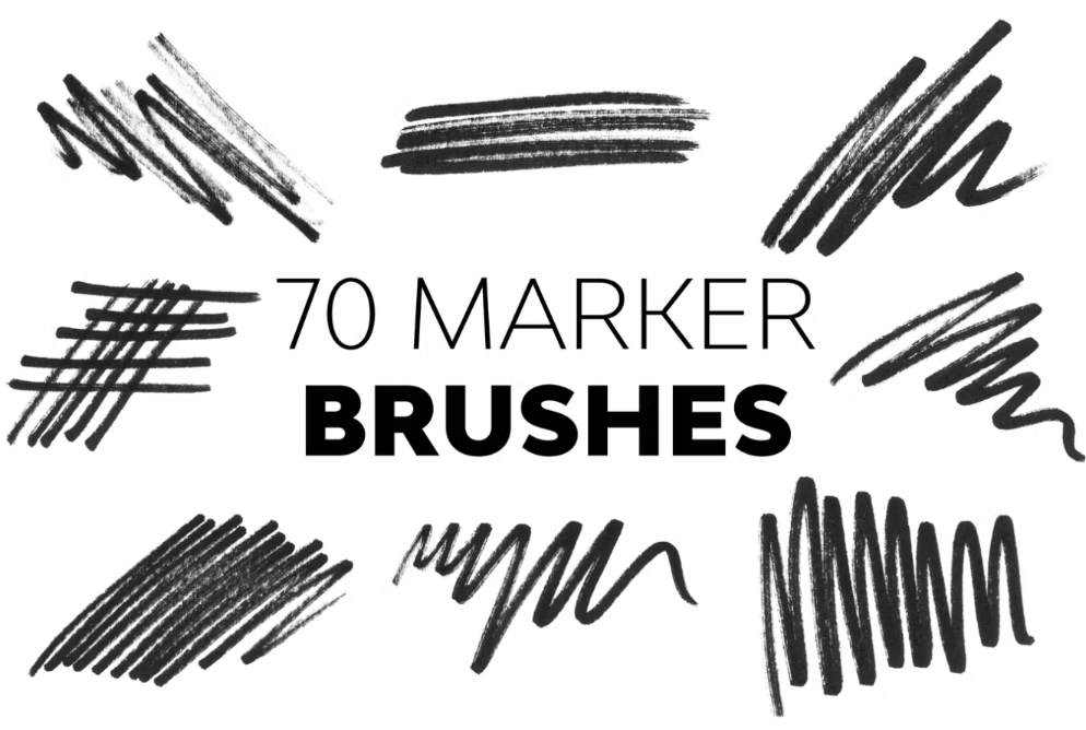 70 Unique Marker Brushes Set