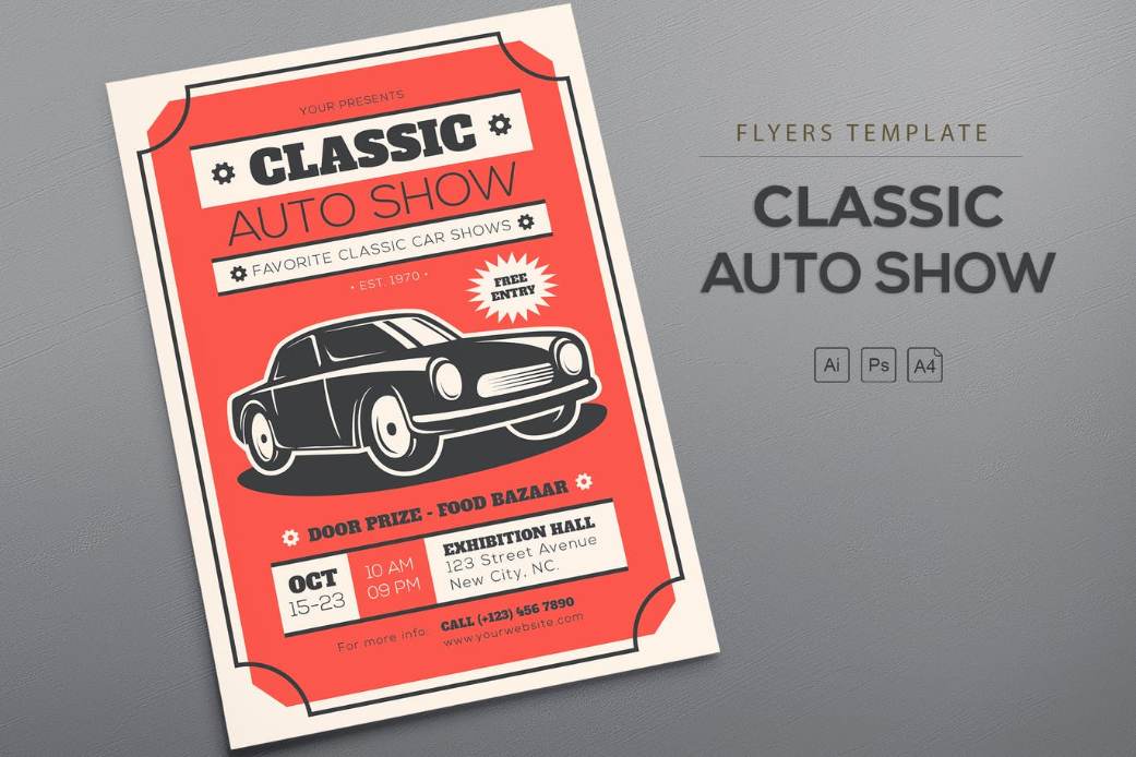 A4 Auto Show Flyer Template