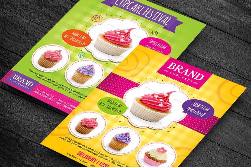 A4 Cup Cake Flyer Template PSD