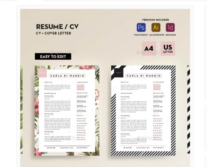 A4 and US Letter Resume Design