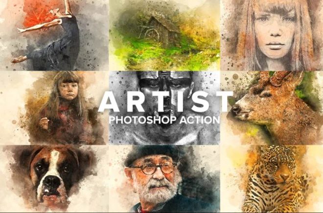 artists mixed media art photoshop action download