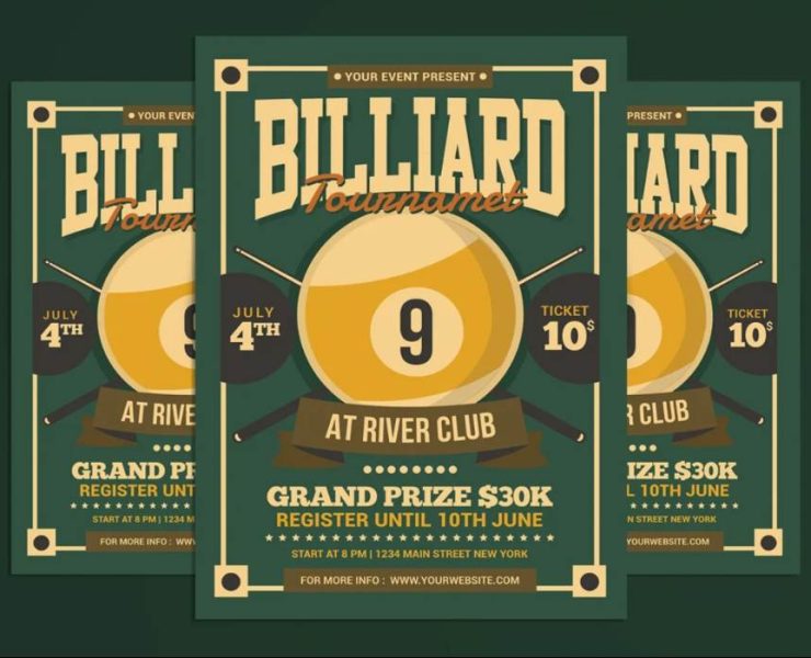 15+ Billiards Flyer Template PSD AI FREE Download