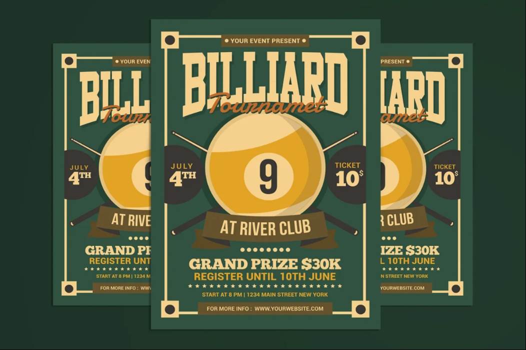 Billiards Tournament Flyer Template PSD