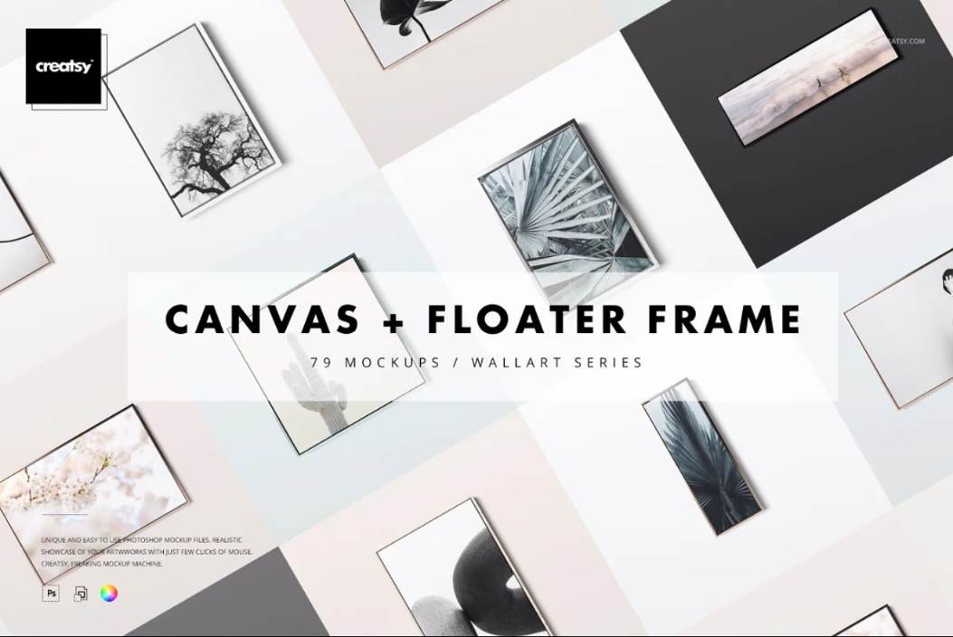 Canvas Frame Floater Mockup PSD