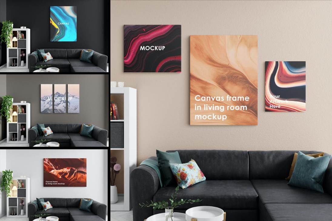 Canvas in Living Room PSD