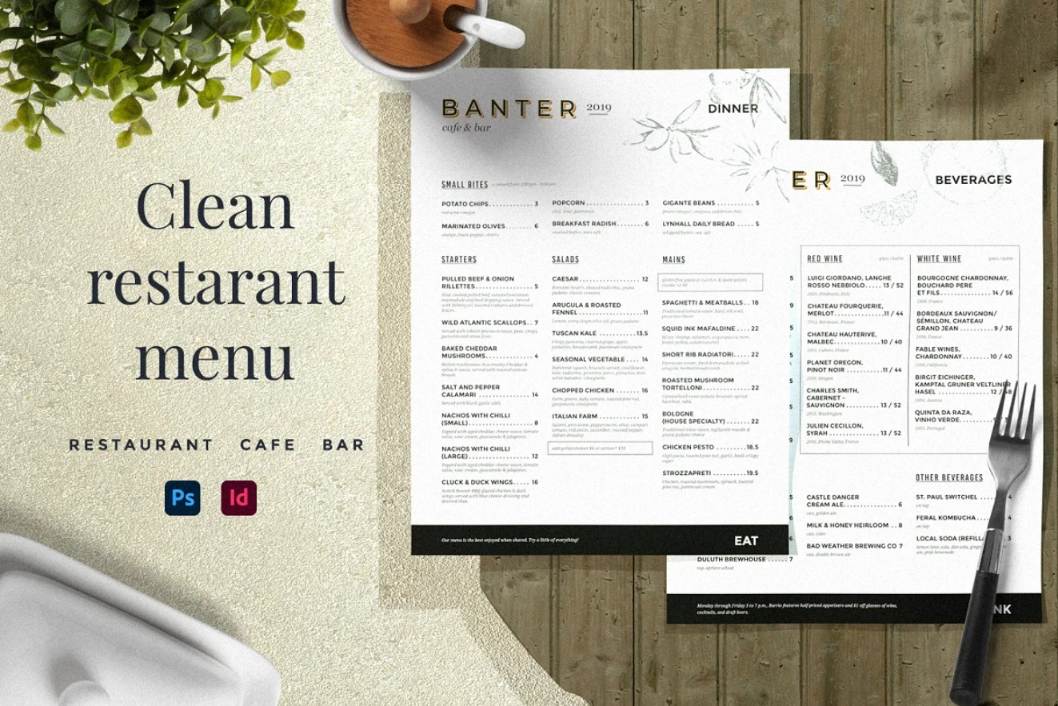 Clean Restaurant Menu Design