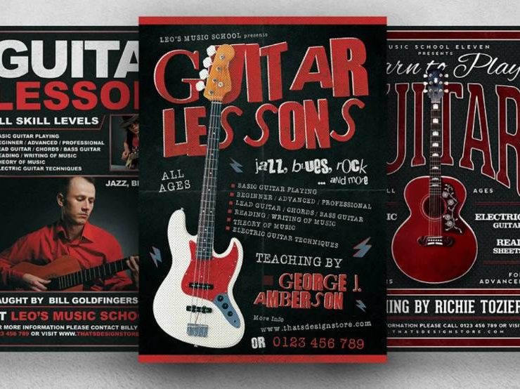 15+ Guitar Lessons Flyer Template PSD Ai Download