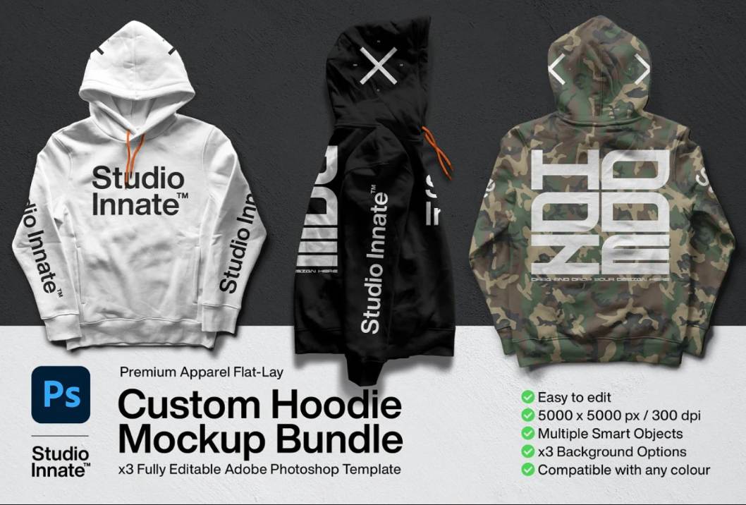 Custom Hoodie Mockup PSD Bundle