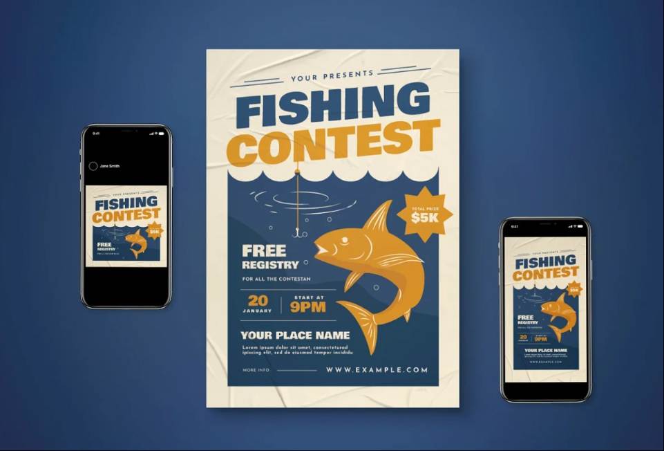 Editable Fishing Contest Promotional Set